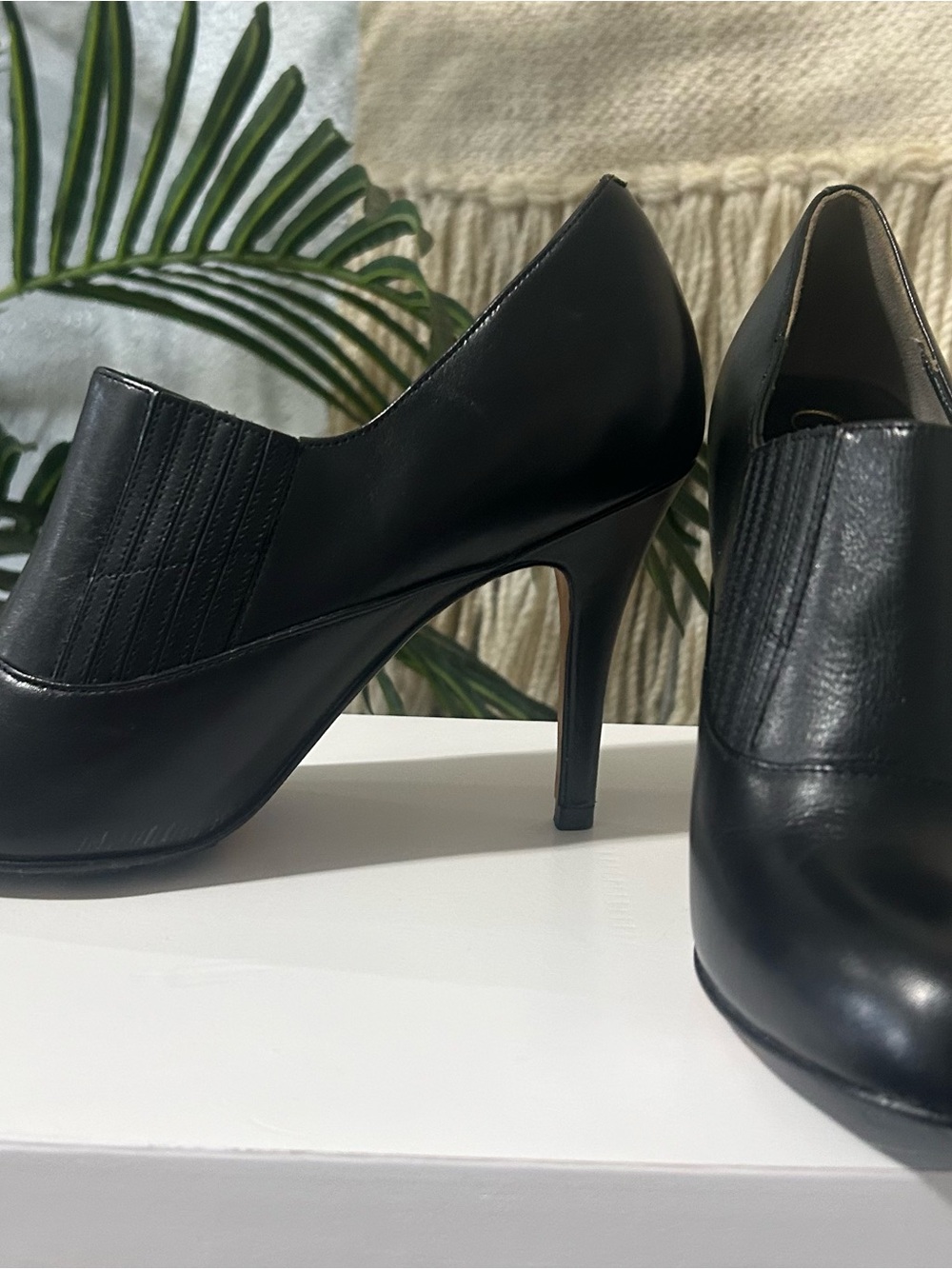 Cole Haan Black Leather Stiletto Slip-On Pumps 7.5
